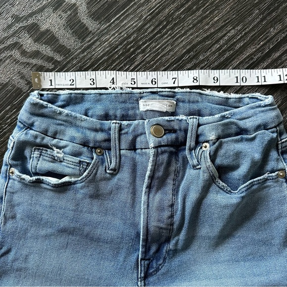 Good American Good Legs Straight High Rise Jeans in Distressed Blue, Size 4/27 - Picture 10 of 16